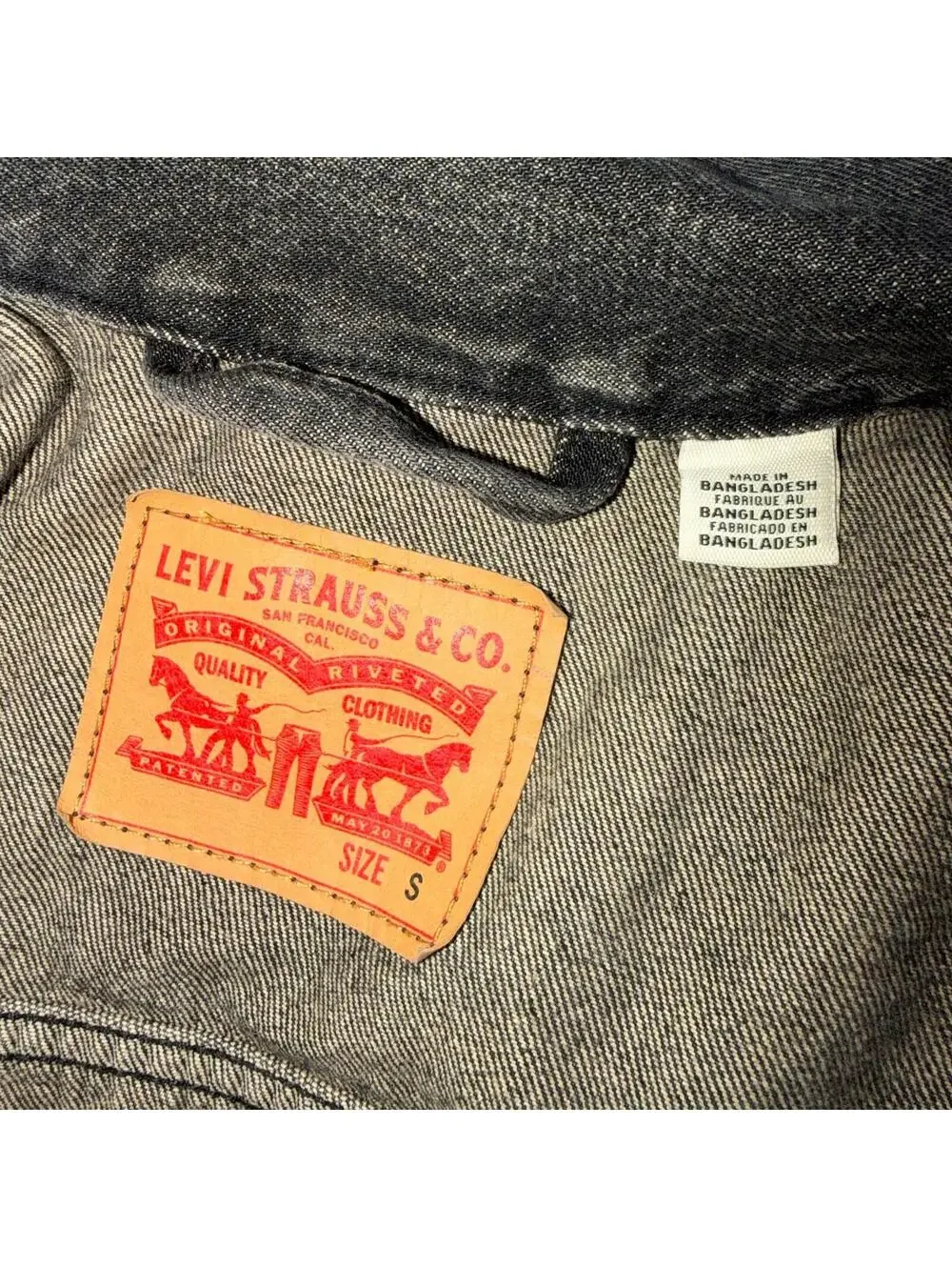 Levis Button Front Cotton Denim Trucker Jean Jacket Black Type 3 VTG Style Y2K